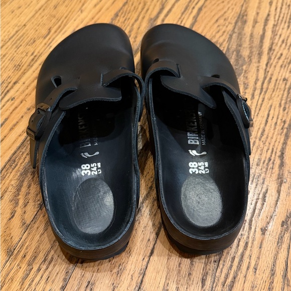 Birkenstock Exquisite Boston Clog Black Leather Sz L7 M5 - Picture 7 of 16